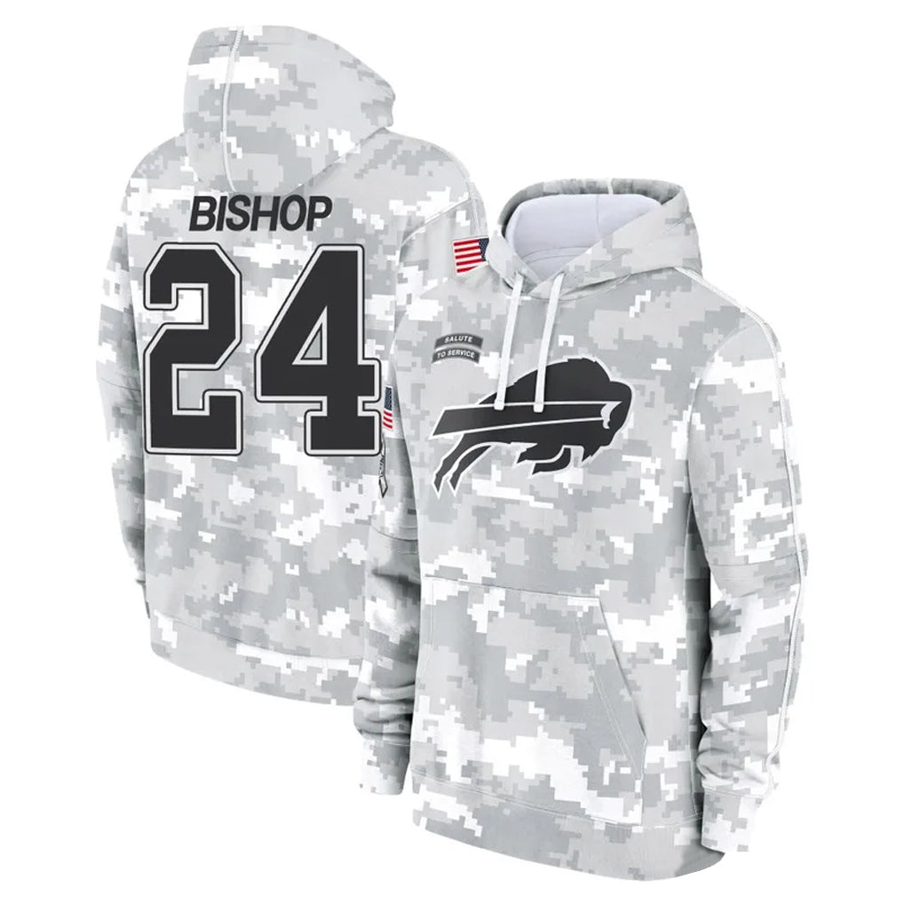 tocy B.Bills #24 Cole Bishop Player Arctic Camo Salute to Service Hoodies Limited Stitched Jerseys