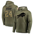 tocy B.Bills #24 Cole Bishop Player Olive Salute to Service Hoodies Game Stitched Jerseys
