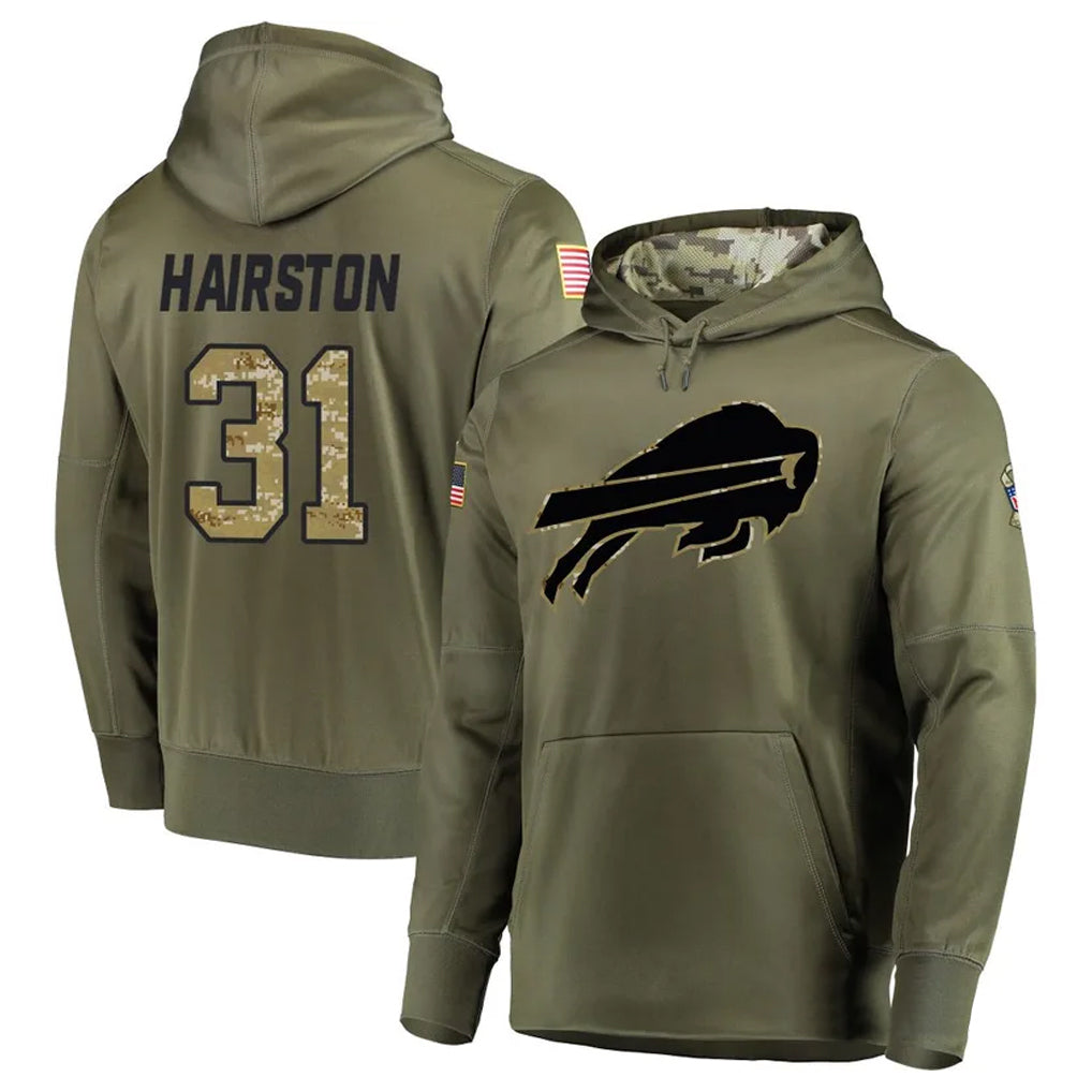 tocy B.Bills #31 Maxwell Hairston Player Olive Salute to Service Hoodies Game Stitched Jerseys