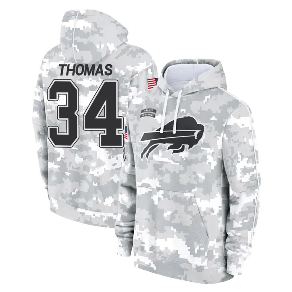 tocy B.Bills #34 Thurman Thomas Player Arctic Camo Salute to Service Hoodies Limited Stitched Jerseys