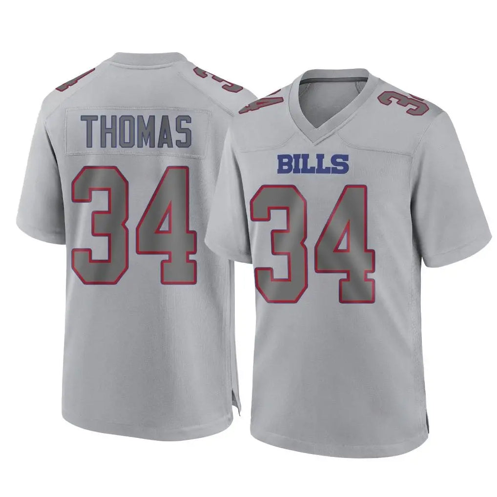 tocy B.Bills #34 Thurman Thomas Player Gray Fashion Home Game Stitched Jerseys