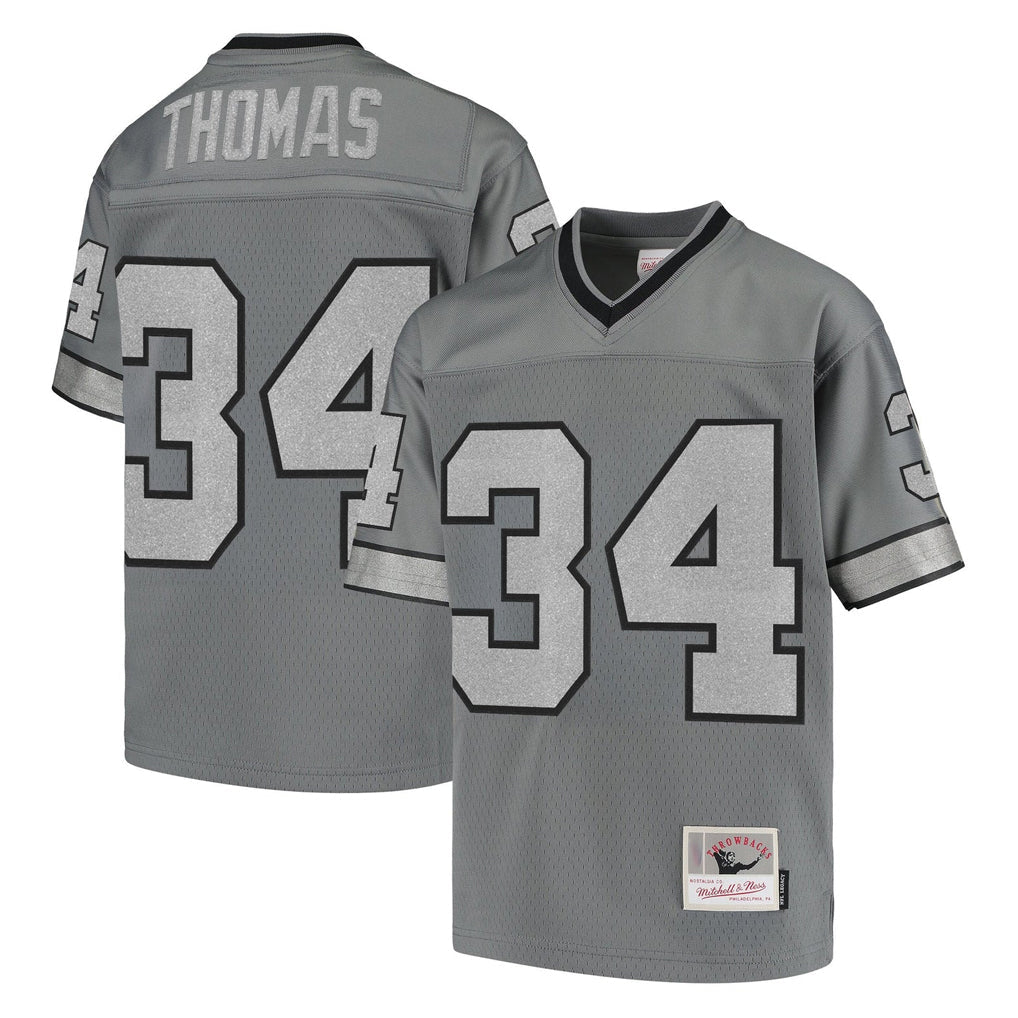 tocy B.Bills #34 Thurman Thomas Player Gray Throwback Replica Stitched Jerseys