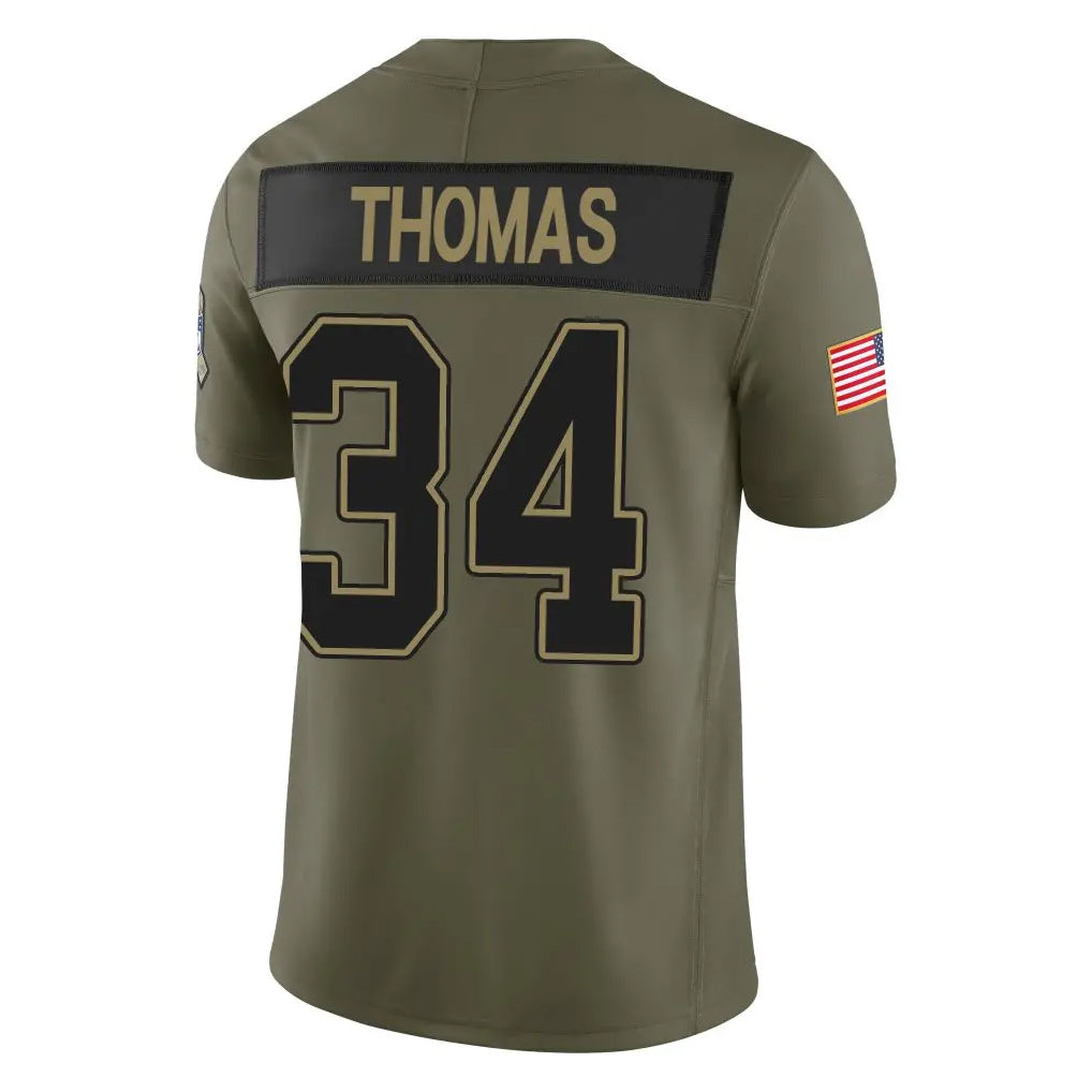 tocy B.Bills #34 Thurman Thomas Player Olive Salute To Service Limited Game Stitched Jerseys