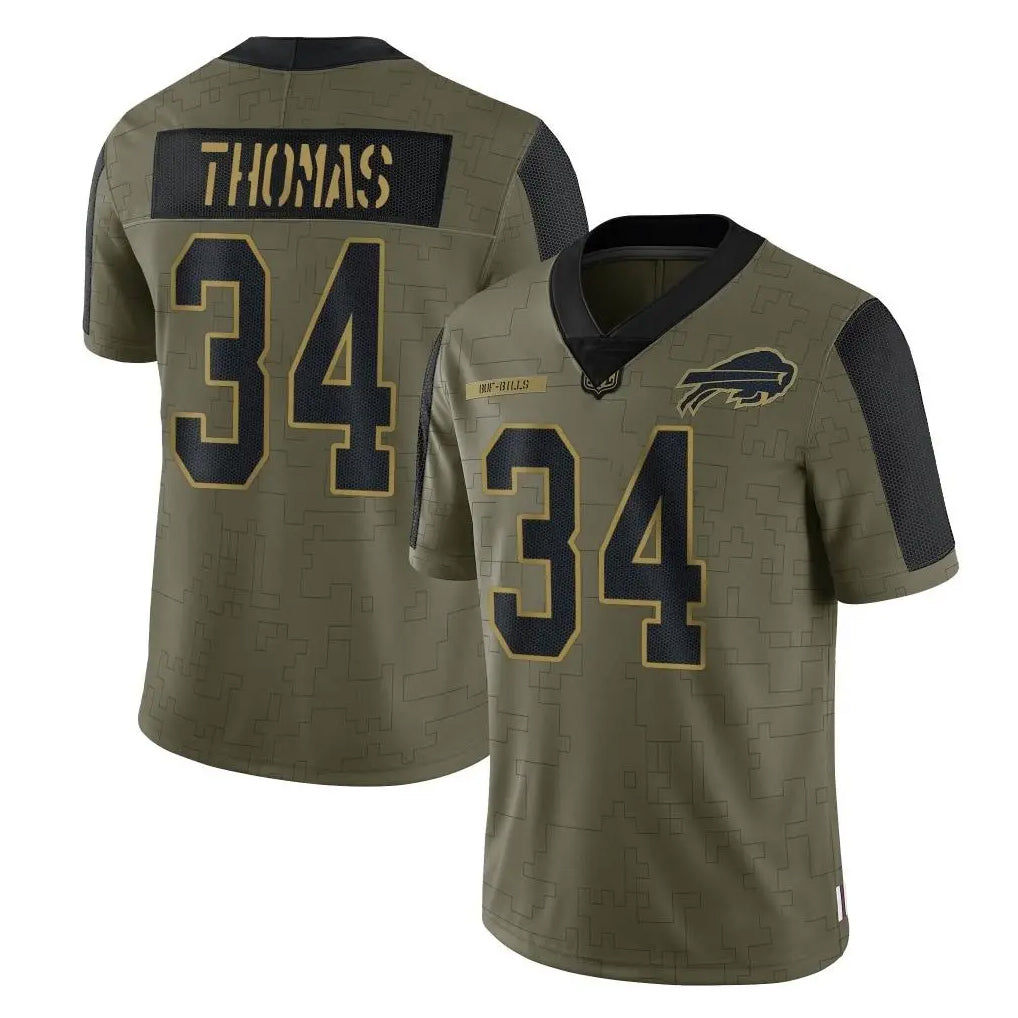tocy B.Bills #34 Thurman Thomas Player Olive Salute To Service Limited Stitched Jerseys
