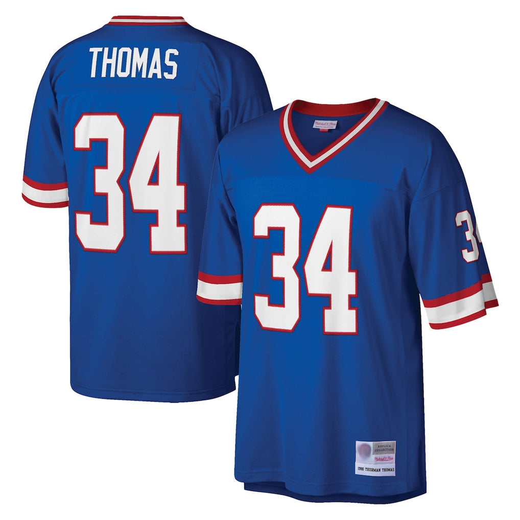 tocy B.Bills #34 Thurman Thomas Player Royal Mitchell & Ness Legacy Replica Stitched Jerseys