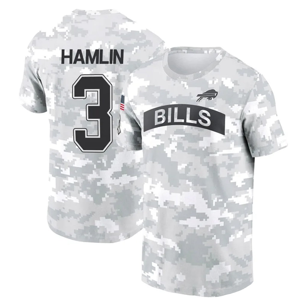 tocy B.Bills #3 Damar Hamlin Player Arctic Camo Salute to Service T-Shirt Hoodies Stitched Jerseys