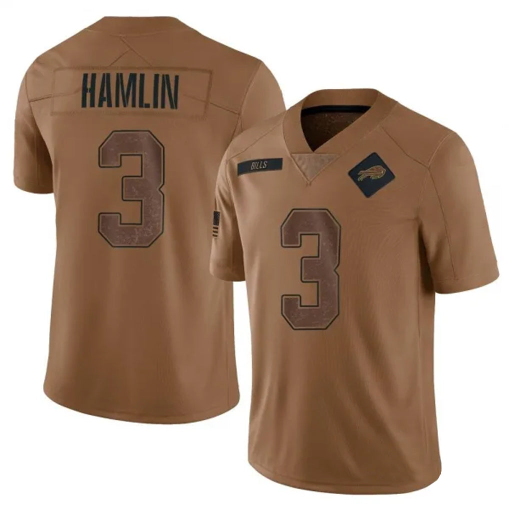 tocy B.Bills #3 Damar Hamlin Player Brown Salute To Service Limited Stitched Jerseys