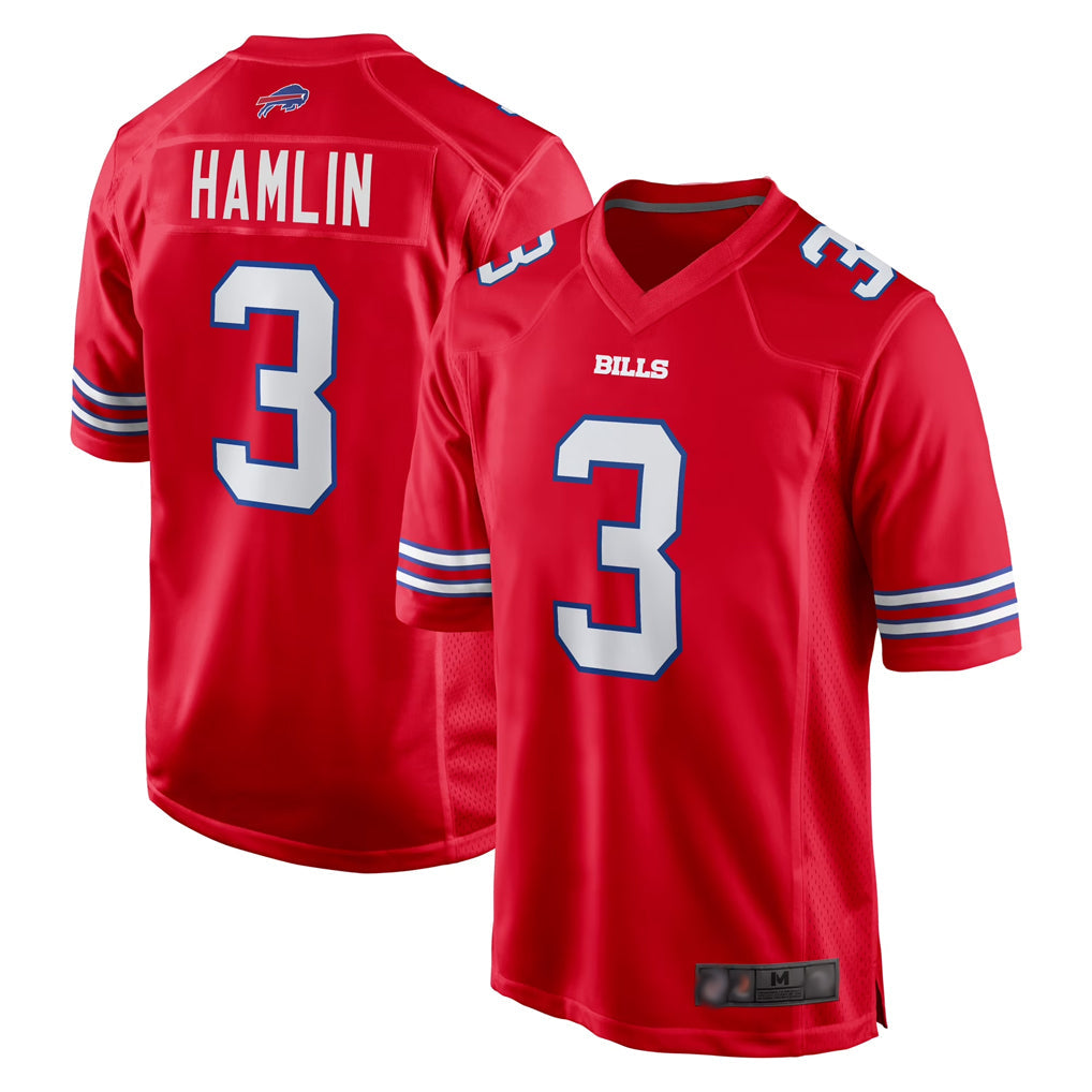tocy B.Bills #3 Damar Hamlin Player Red Home Game Stitched Jerseys