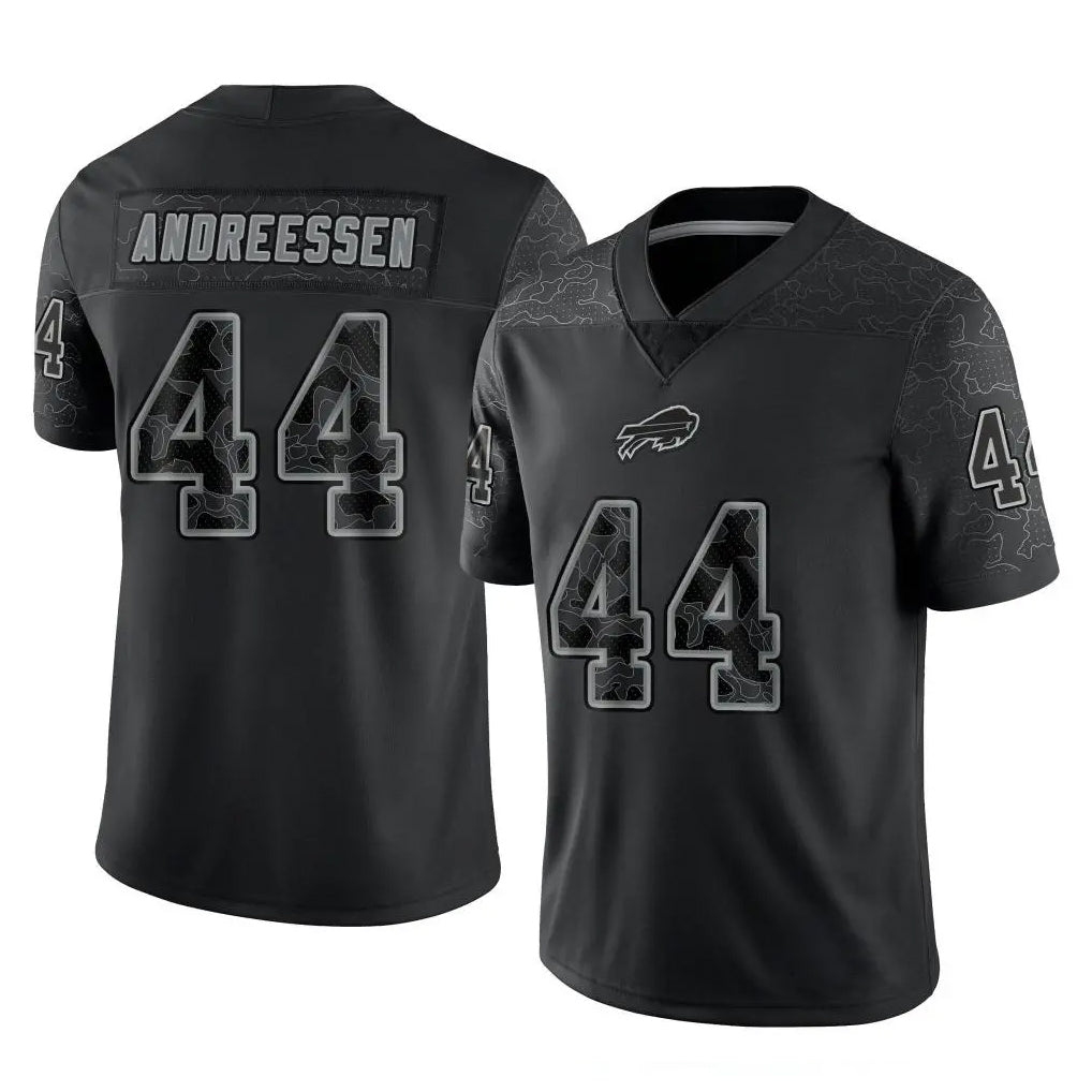 tocy B.Bills #44 Joe Andreessen Player Black RFLCTV Limited Stitched Jerseys