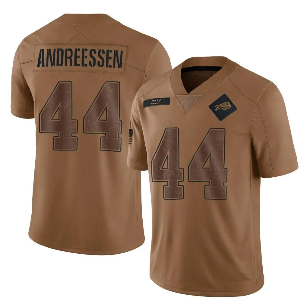 tocy B.Bills #44 Joe Andreessen Player Brown Salute To Service Limited Stitched Jerseys