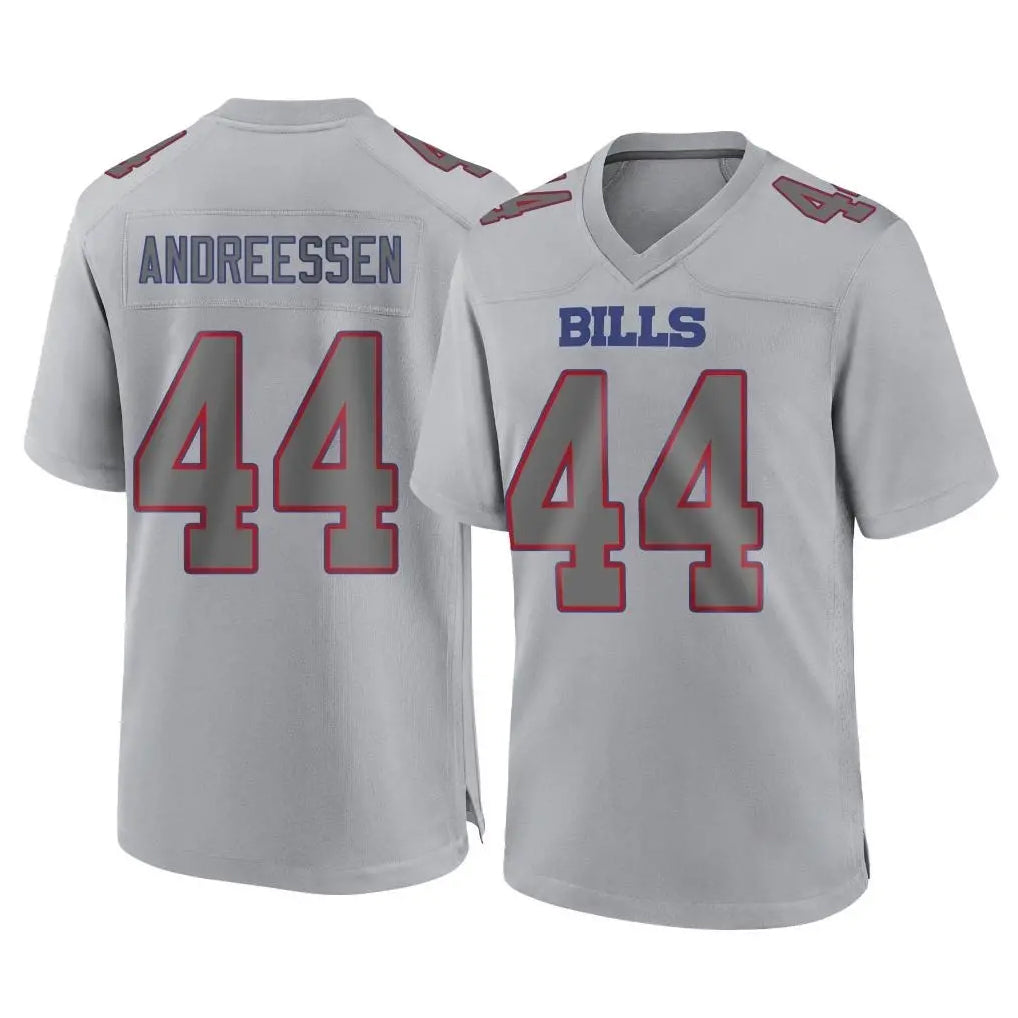 tocy B.Bills #44 Joe Andreessen Player Gray Fashion Home Game Stitched Jerseys