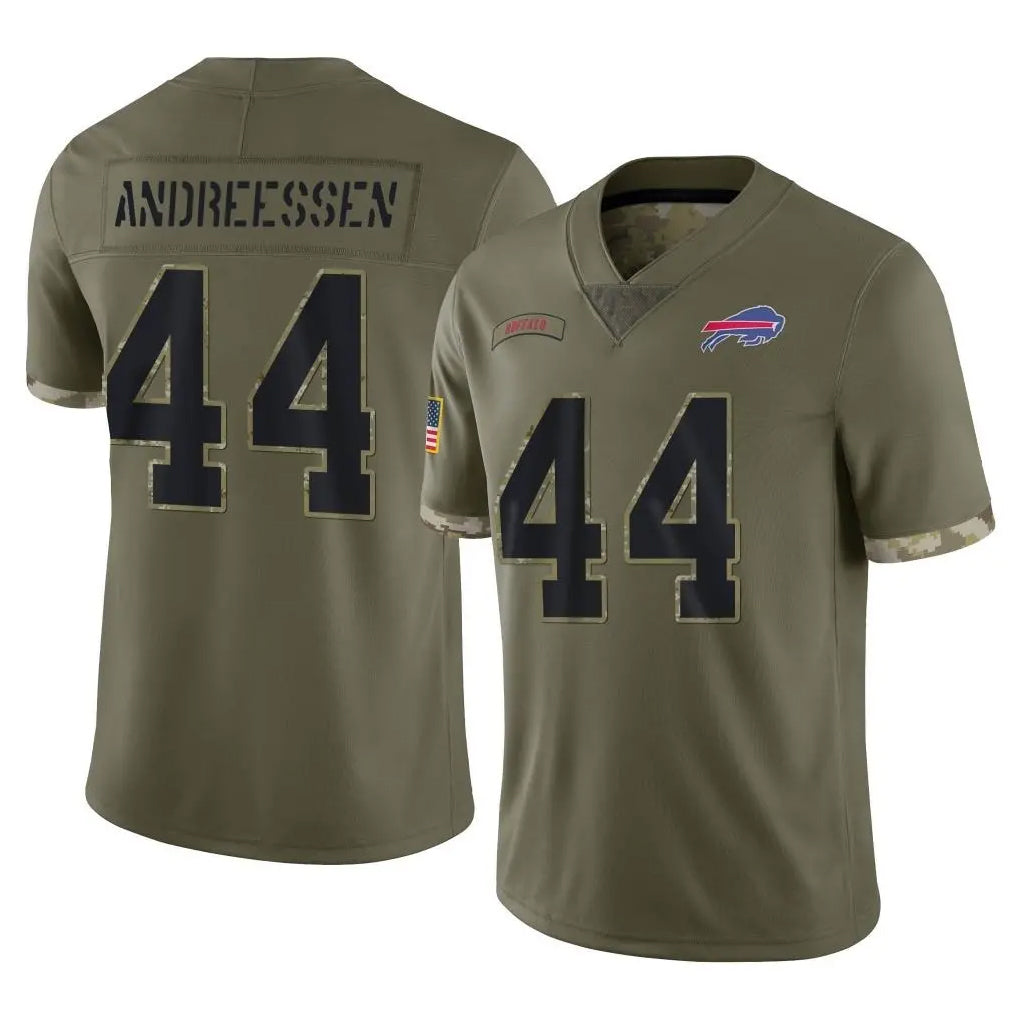 tocy B.Bills #44 Joe Andreessen Player Olive Salute To Service Game Stitched Jerseys