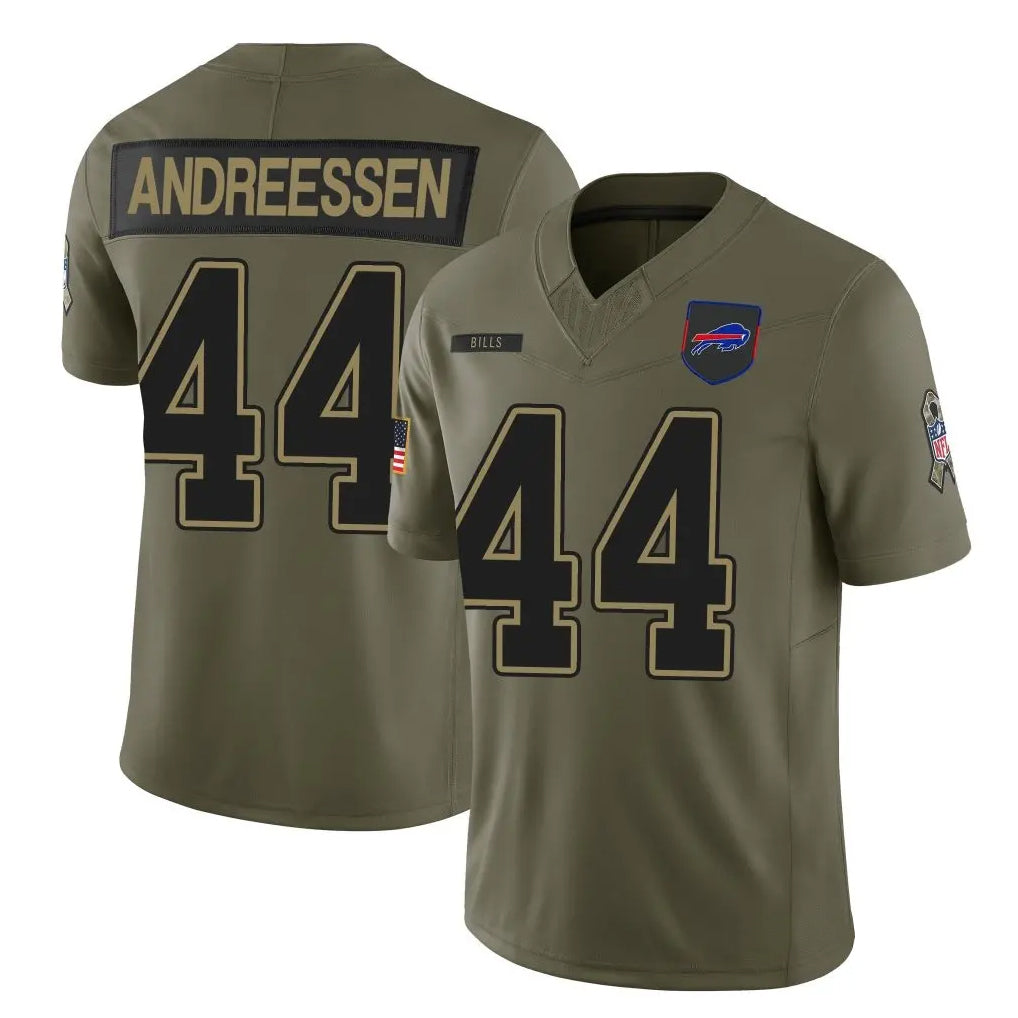 tocy B.Bills #44 Joe Andreessen Player Olive Salute to Service Vapor F.U.S.E. Limited Stitched Jerseys