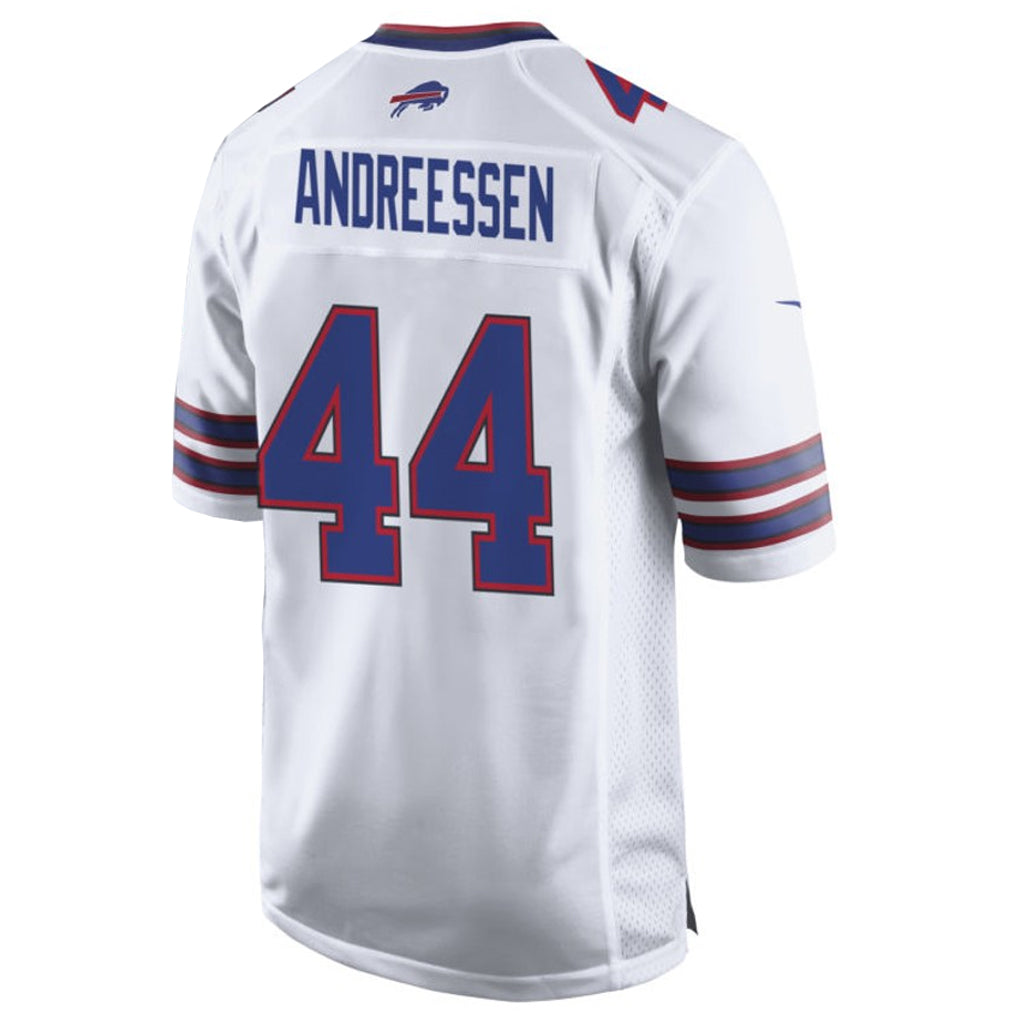 tocy B.Bills #44 Joe Andreessen Player White Home Game Stitched Jerseys