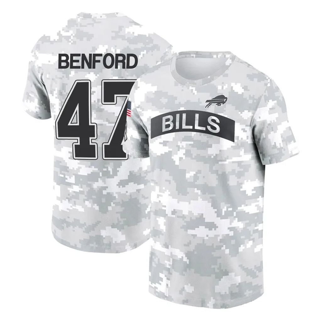 tocy B.Bills #47 Christian Benford Player Arctic Camo Salute to Service T-Shirt Hoodies Stitched Jerseys