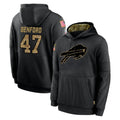 tocy B.Bills #47 Christian Benford Player Black Salute to Service Hoodies Hame Stitched Jerseys