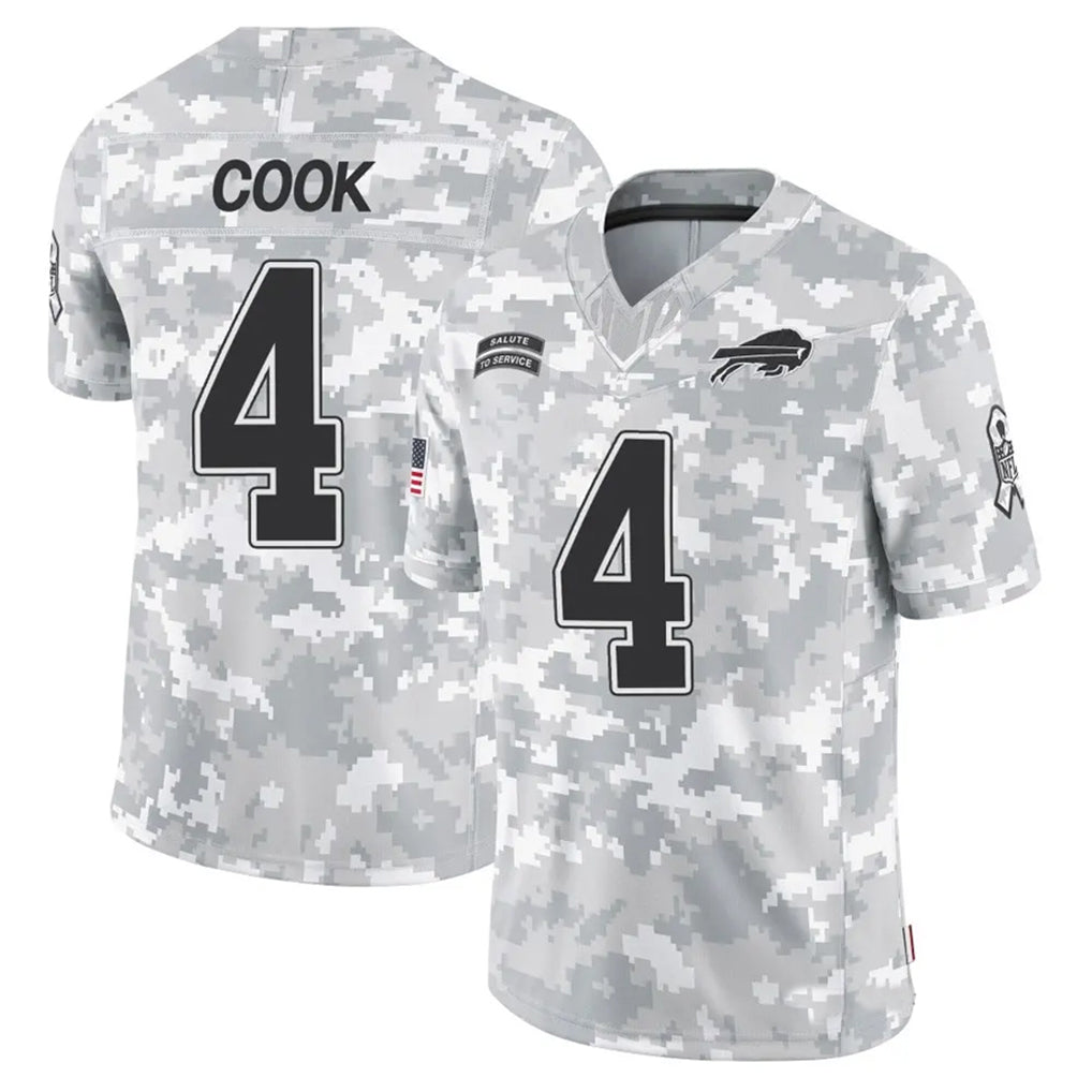 tocy B.Bills #4 James Cook III Player Arctic Camo Salute to Service Limited Stitched Jerseys