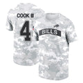 tocy B.Bills #4 James Cook III Player Arctic Camo Salute to Service T-Shirt Hoodies Stitched Jerseys