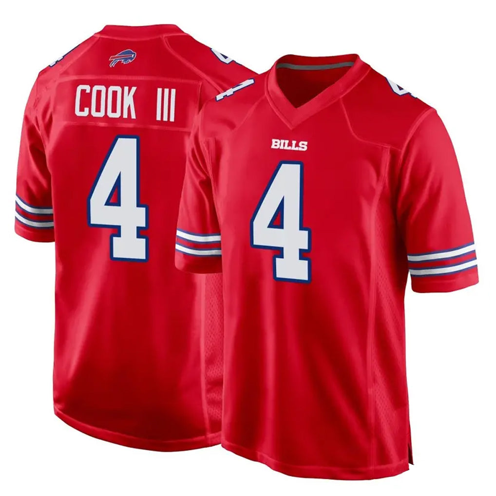 tocy B.Bills #4 James Cook III Player Red Home Game Stitched Jerseys