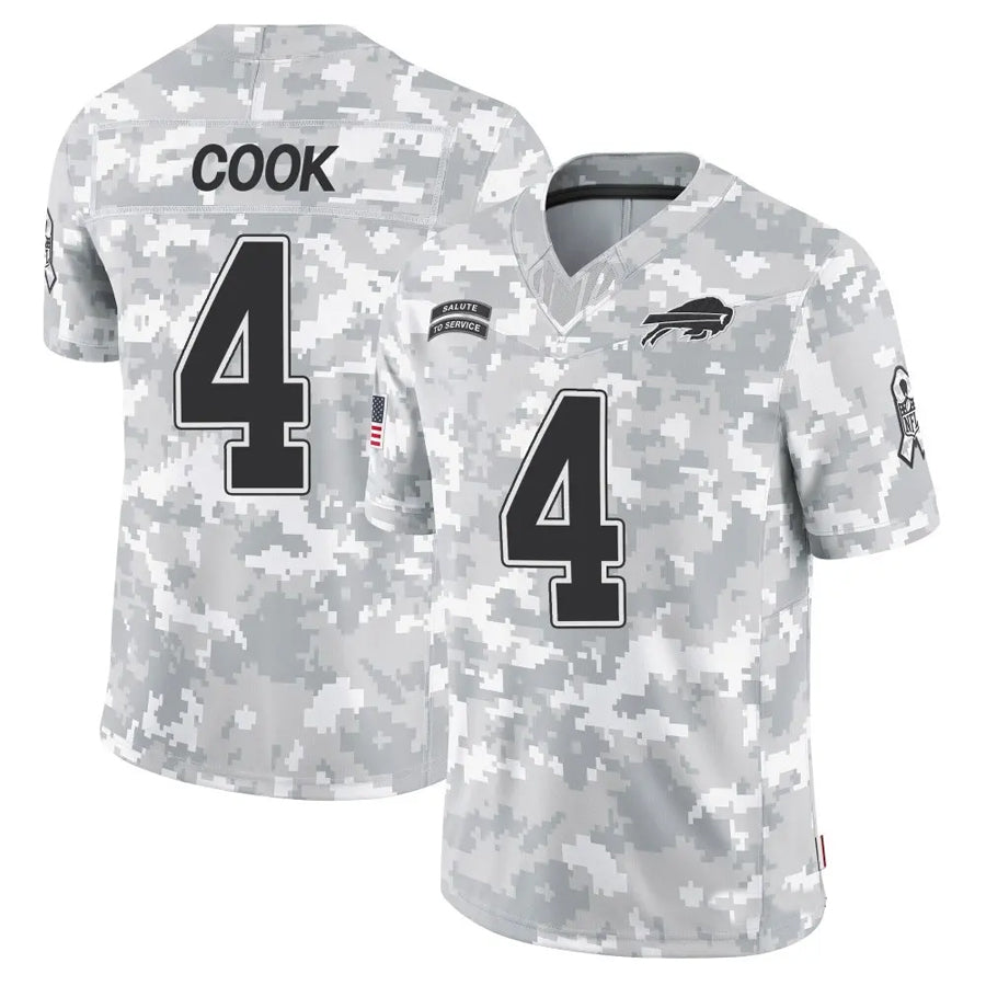 tocy B.Bills #4 James Cook Player Arctic Camo Salute to Service Limited Stitched Jerseys