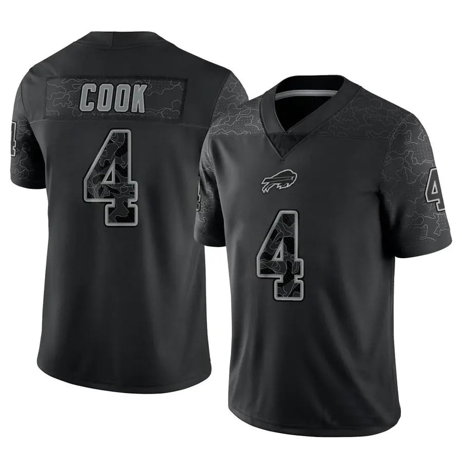 tocy B.Bills #4 James Cook Player Black RFLCTV Limited Stitched Jerseys