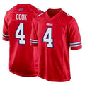 tocy B.Bills #4 James Cook Player Red Home Game Stitched Jerseys