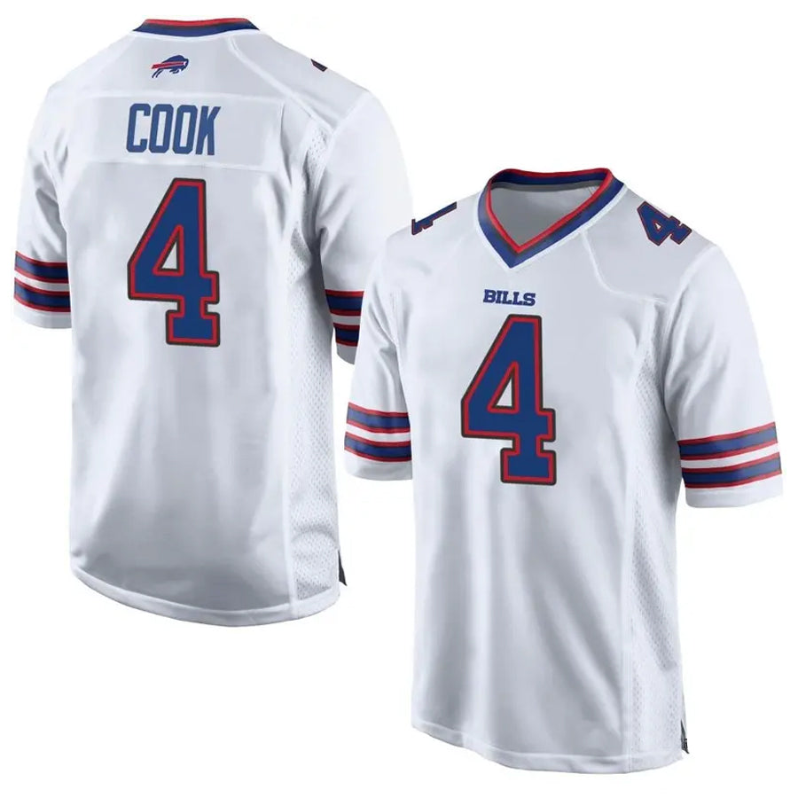 tocy B.Bills #4 James Cook Player White Home Game Stitched Jerseys