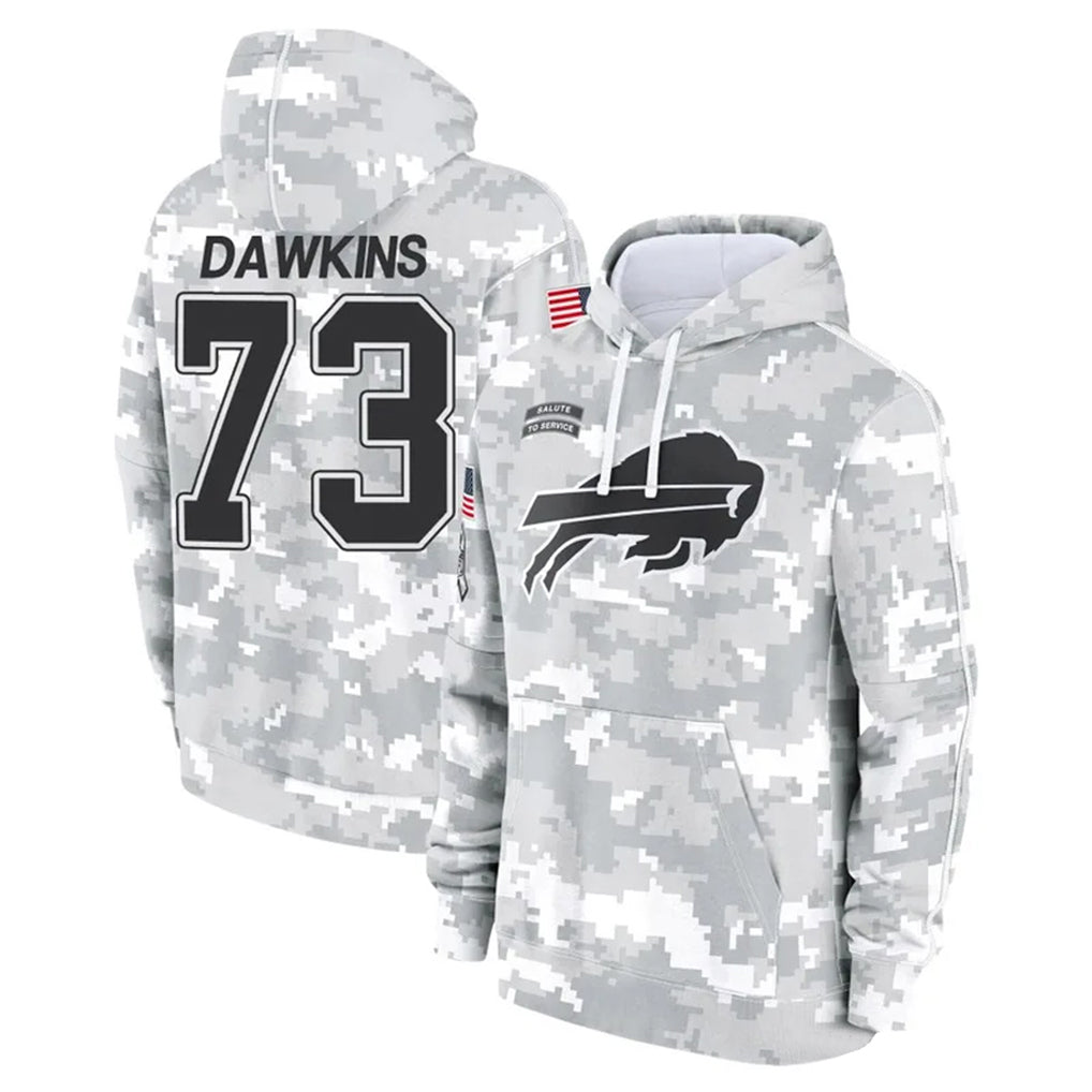 tocy B.Bills #73 Dion Dawkins Player Arctic Camo Salute to Service Hoodies Stitched Jerseys
