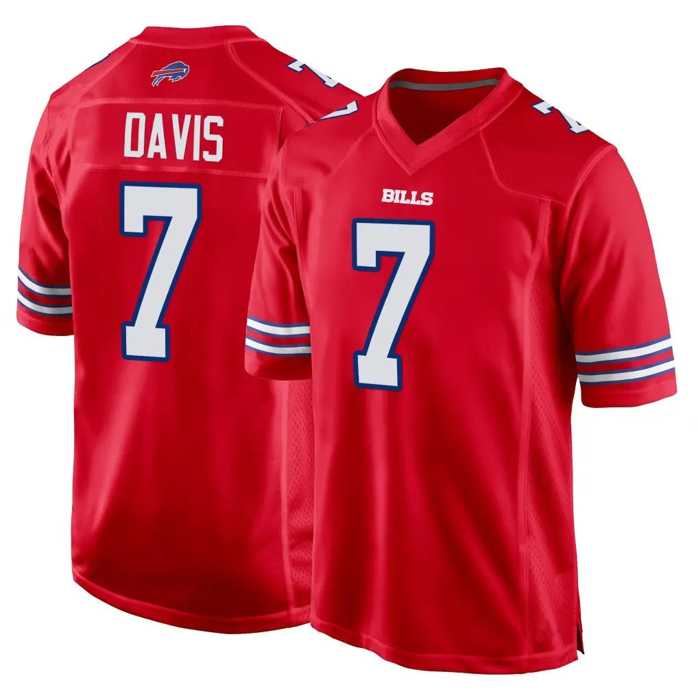 tocy B.Bills #7 Ray Davis Player Red Home Game Stitched Jerseys