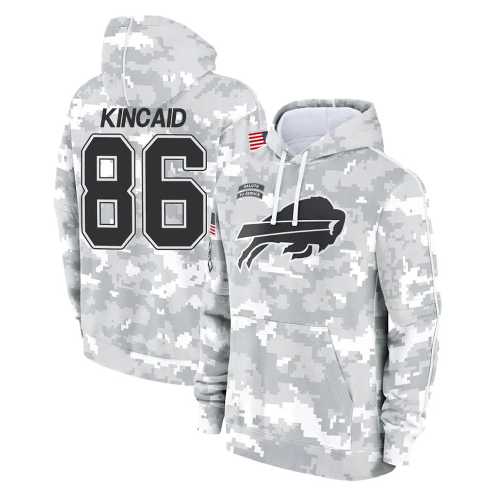 tocy B.Bills #86 Dalton Kincaid Player Arctic Camo Salute to Service Hoodies Stitched Jerseys