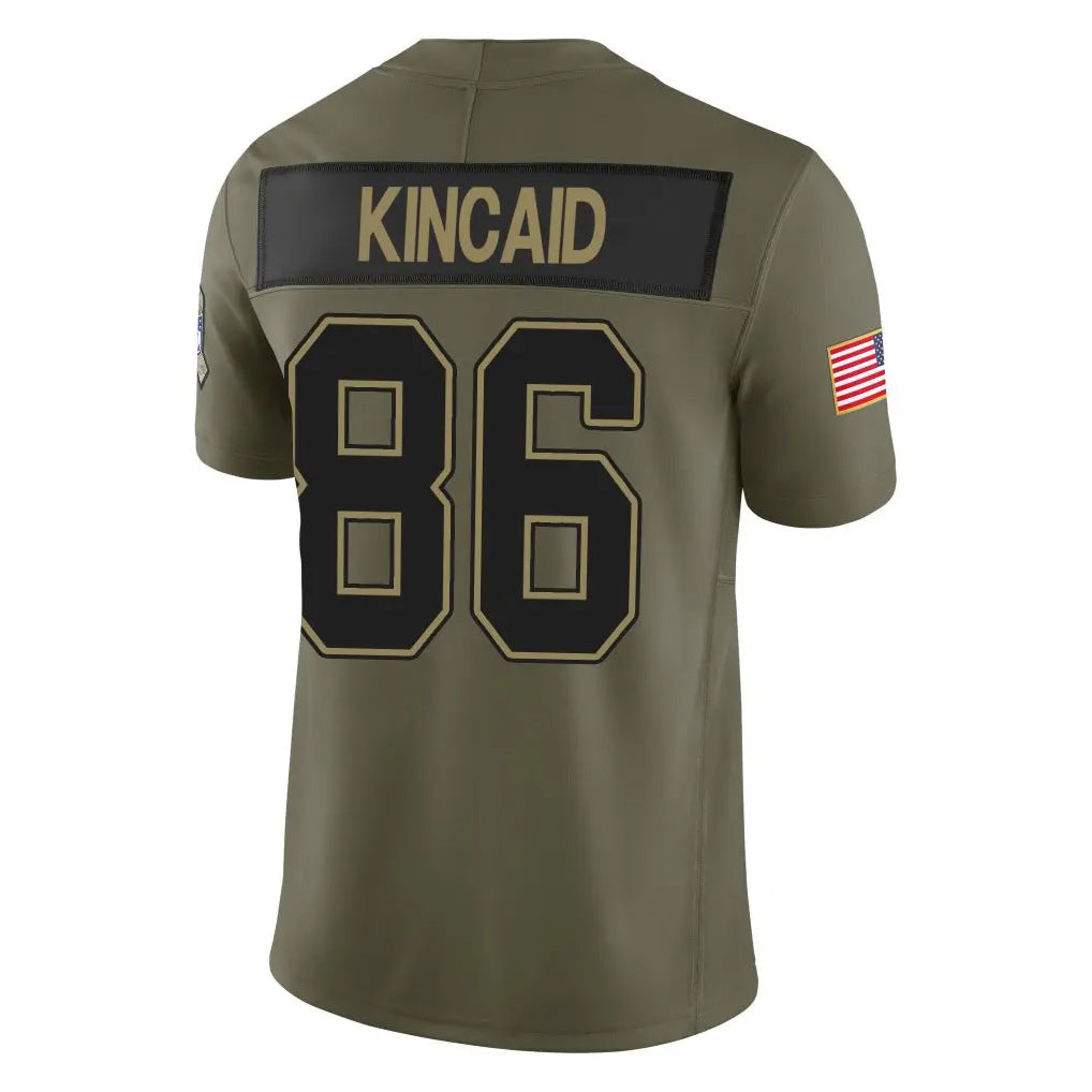 tocy B.Bills #86 Dalton Kincaid Player Olive Salute to Service Limited Home Game Stitched Jerseys