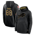 tocy B.Bills #88 Dawson Knox Player Black Salute to Service Hoodies Hame Stitched Jerseys