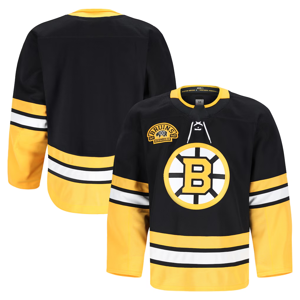 Tocy B.Bruins Black 100th Anniversary Authentic Pro Stitched Jerseys