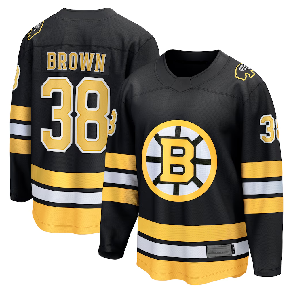 Tocy B.Bruins #38 Patrick Brown Black Home Breakaway Player Stitched Jerseys