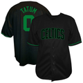 tocy B.Celtics #0 Jayson Tatum Profile Black Big & Tall Name & Number Button-Up Jerseys