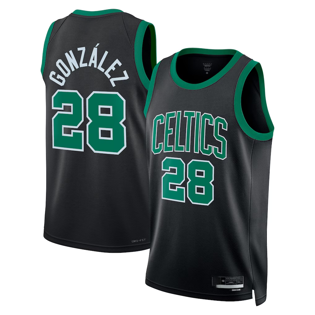 tocy B.Celtics #28 Hugo Gonz¨¢lez Black Swingman Jerseys - Statement Edition