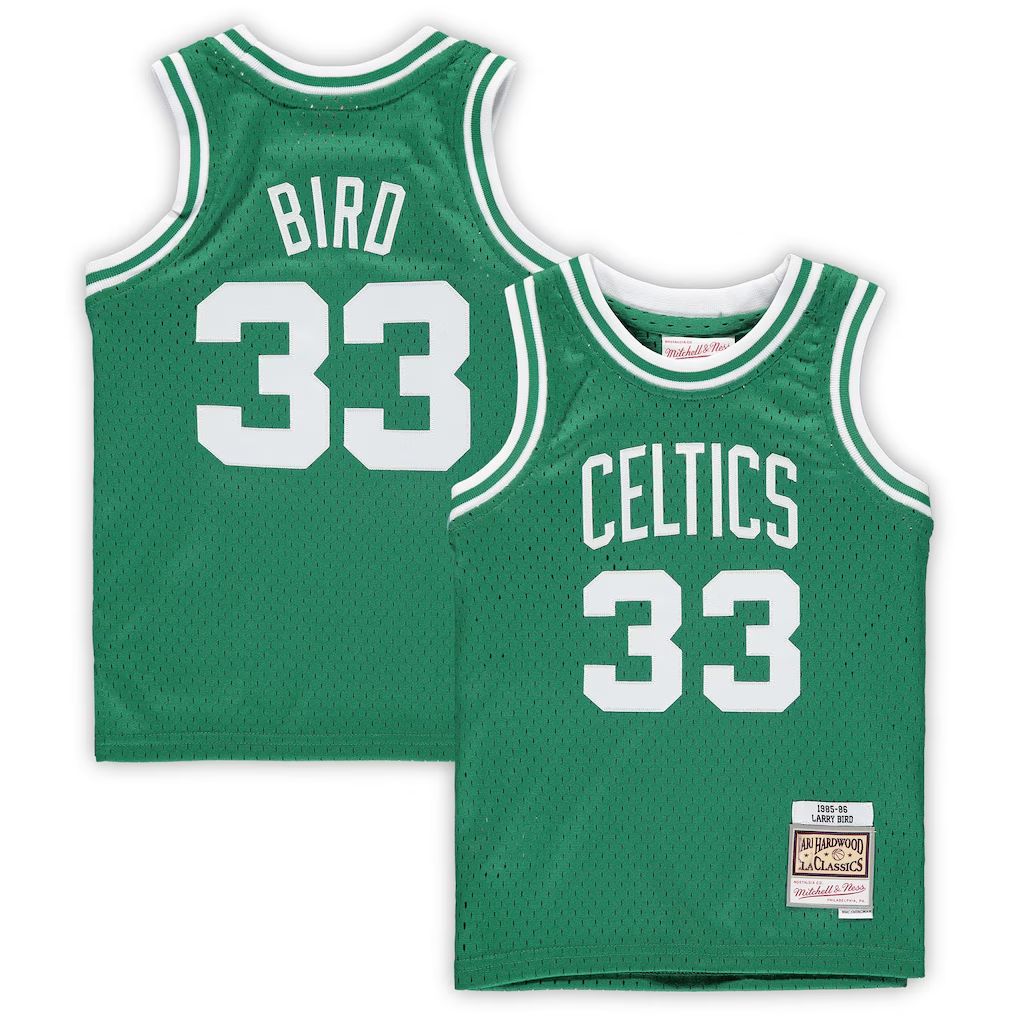 tocy B.Celtics #33 Larry Bird Mitchell & Ness Kelly Green 1985-86 Hardwood Classics Throwback Team Jerseys