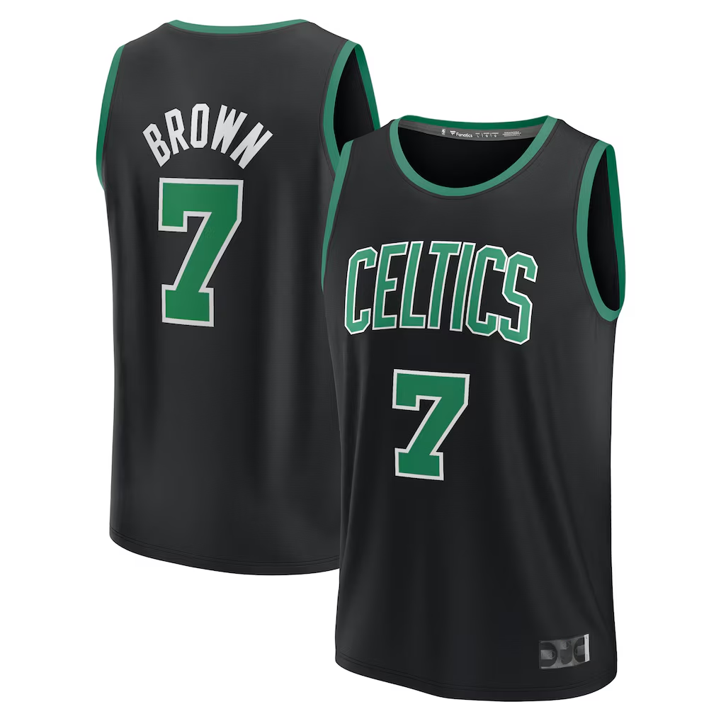 tocy B.Celtics #7 Jaylen Brown Black Fast Break Replica Player Jerseys - Statement Edition
