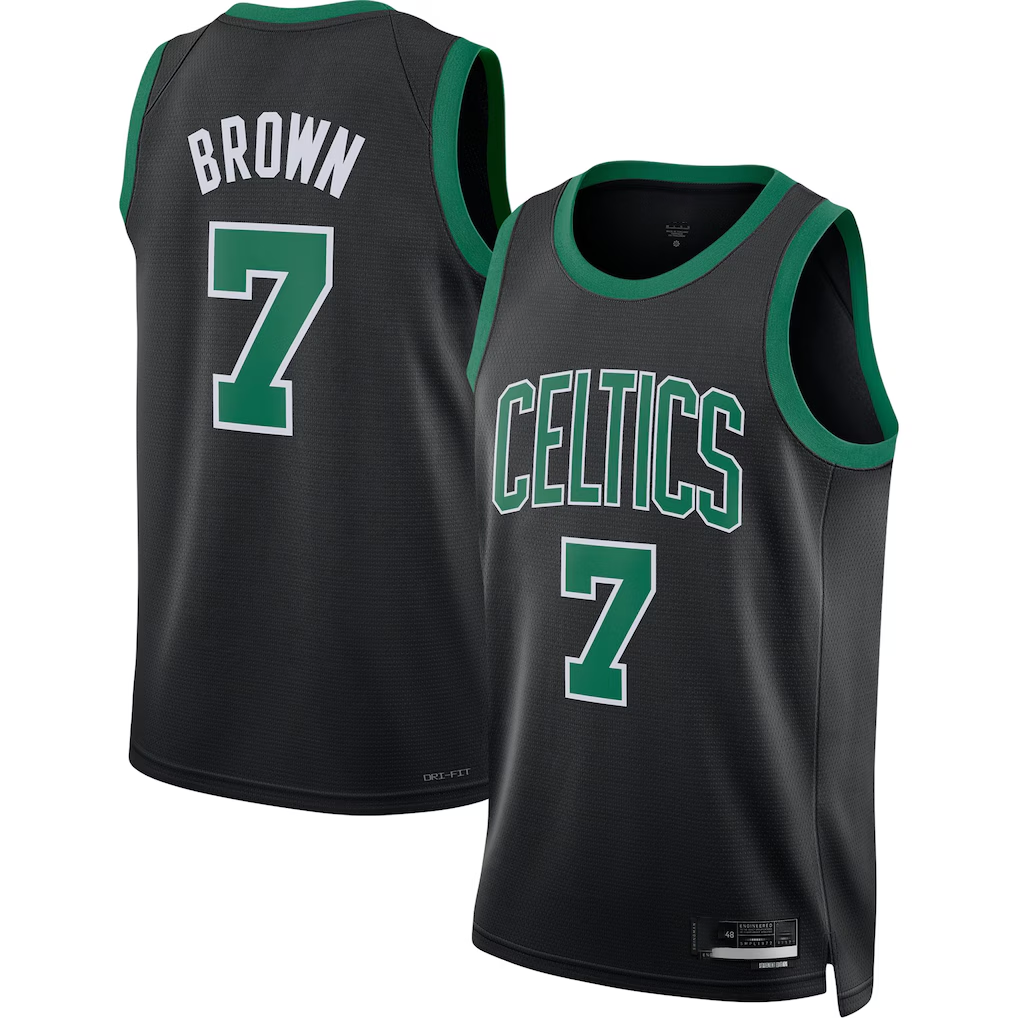 tocy B.Celtics #7 Jaylen Brown Black Swingman Jerseys - Statement Edition