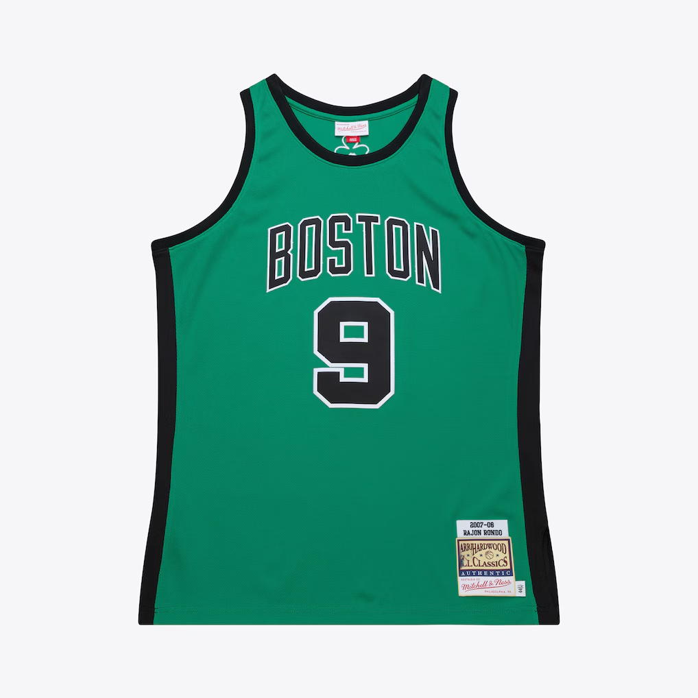 tocy B.Celtics #9 Rajon Rondo Mitchell & Ness Kelly Green 2007-08 Hardwood Classics Authentic Jerseys