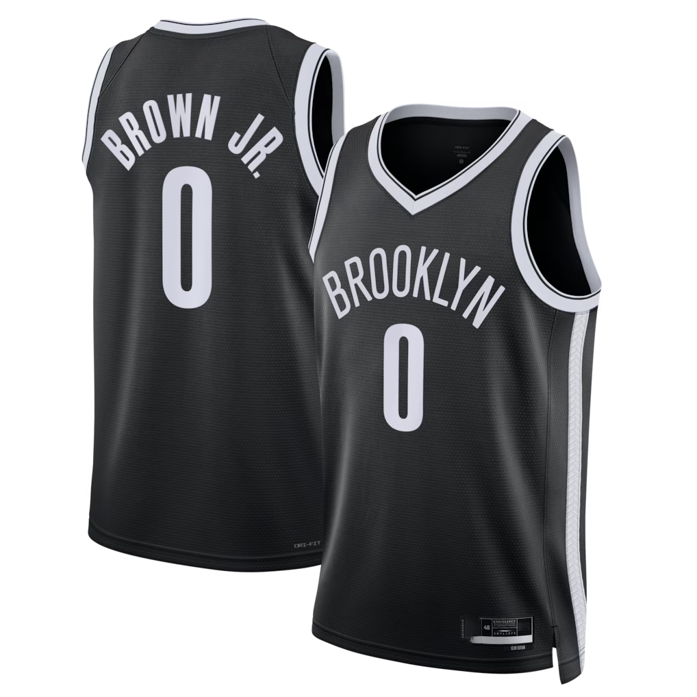 tocy B.Nets #0 Mikel Brown Jr. Black Swingman Jerseys - Icon Edition