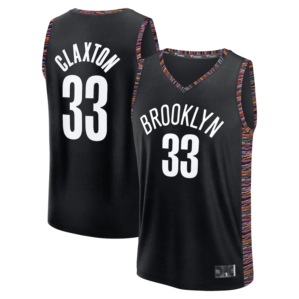 tocy B.Nets #33 Nic Claxton Black 202526 City Edition Fast Break Jerseys