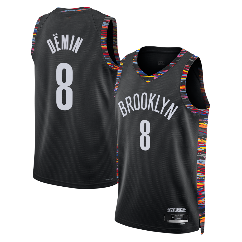 tocy B.Nets #8 Egor D?min Black 202526 Swingman Jerseys - City Edition