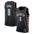 tocy B.Nets #8 Egor D?min Black 202526 Swingman Jerseys - City Edition