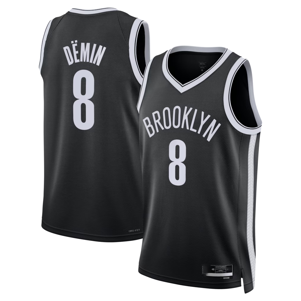 tocy B.Nets #8 Egor D?min Black Swingman Jerseys - Icon Edition