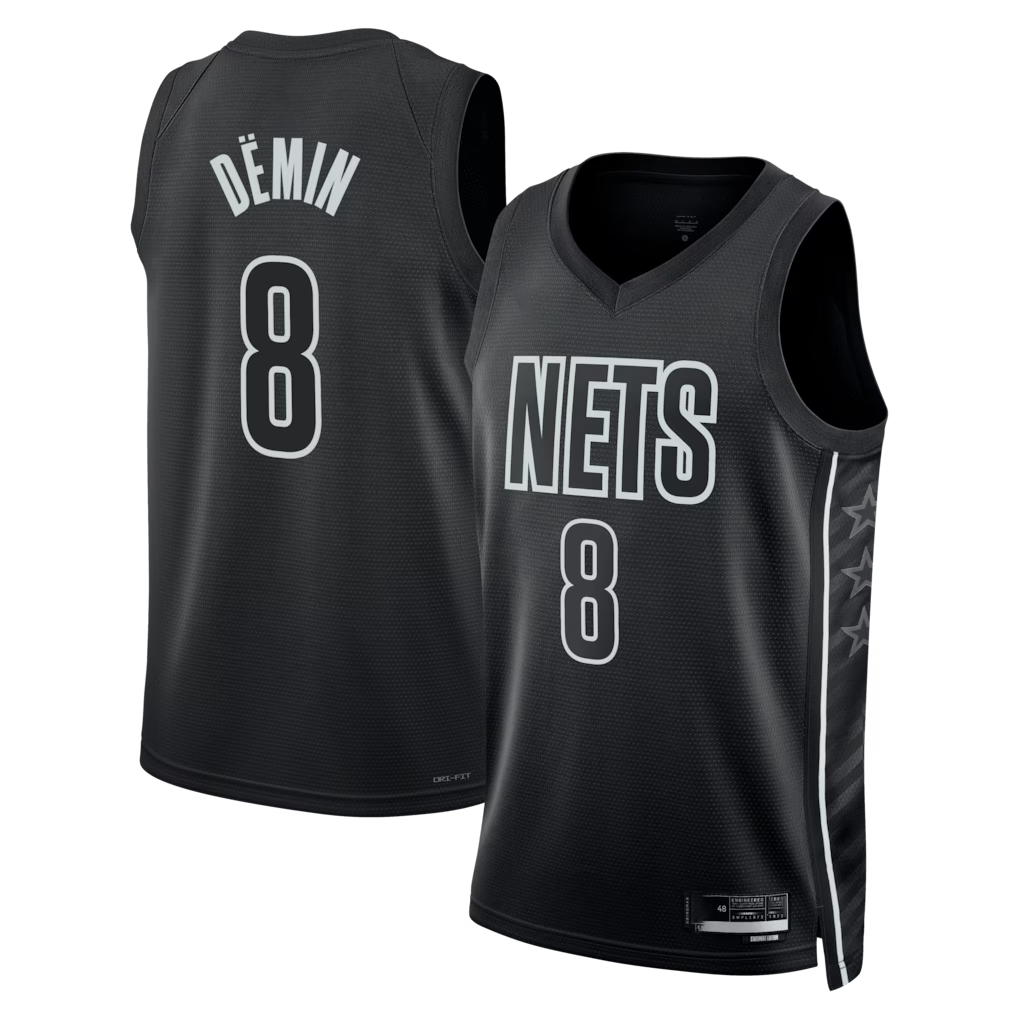 tocy B.Nets #8 Egor D?min  Black Swingman Jerseys - Statement Edition