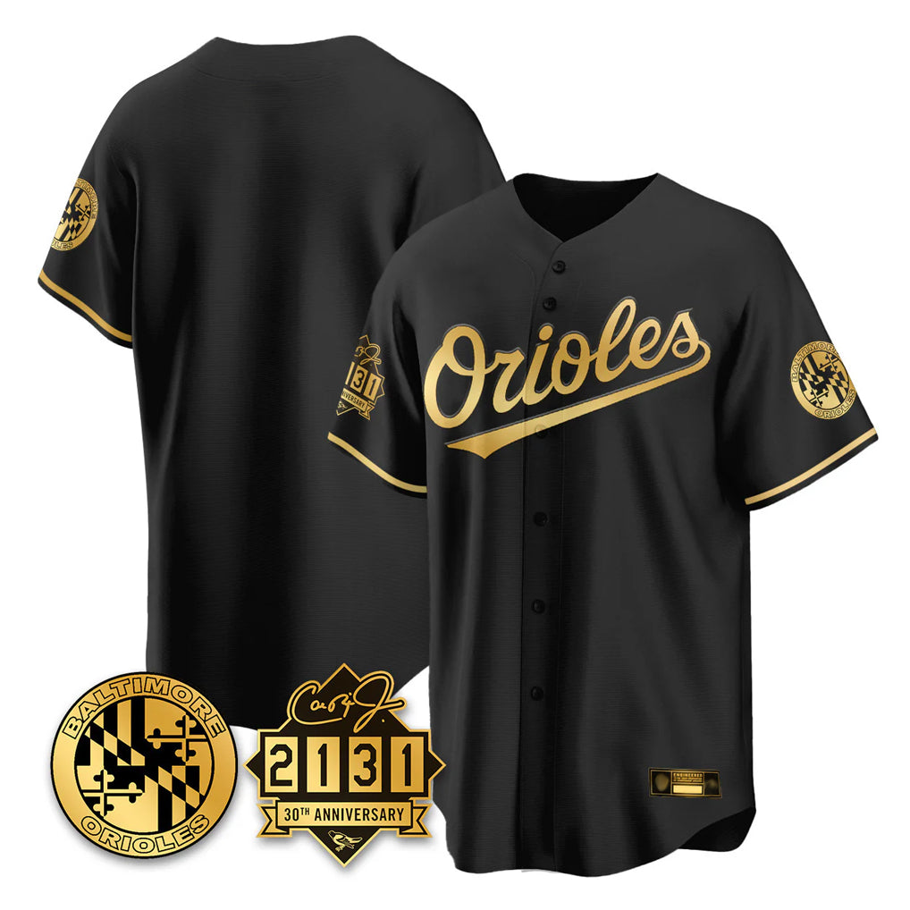 tocy B.Orioles Black Gold 30th Anniversary of 2131 Home Game Blank Player Stitched Jerseys