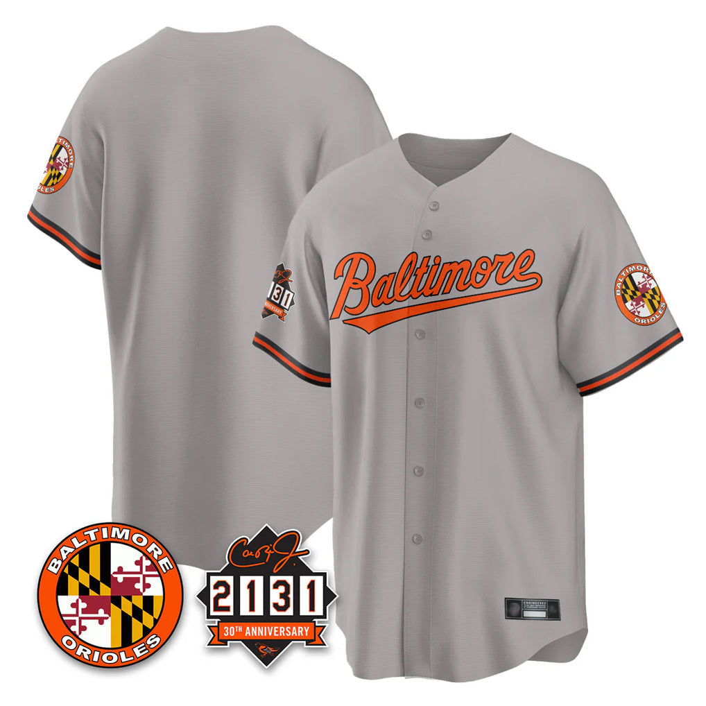 tocy B.Orioles Gray 30th Anniversary of 2131 Home Game Blank Player Stitched Jerseys