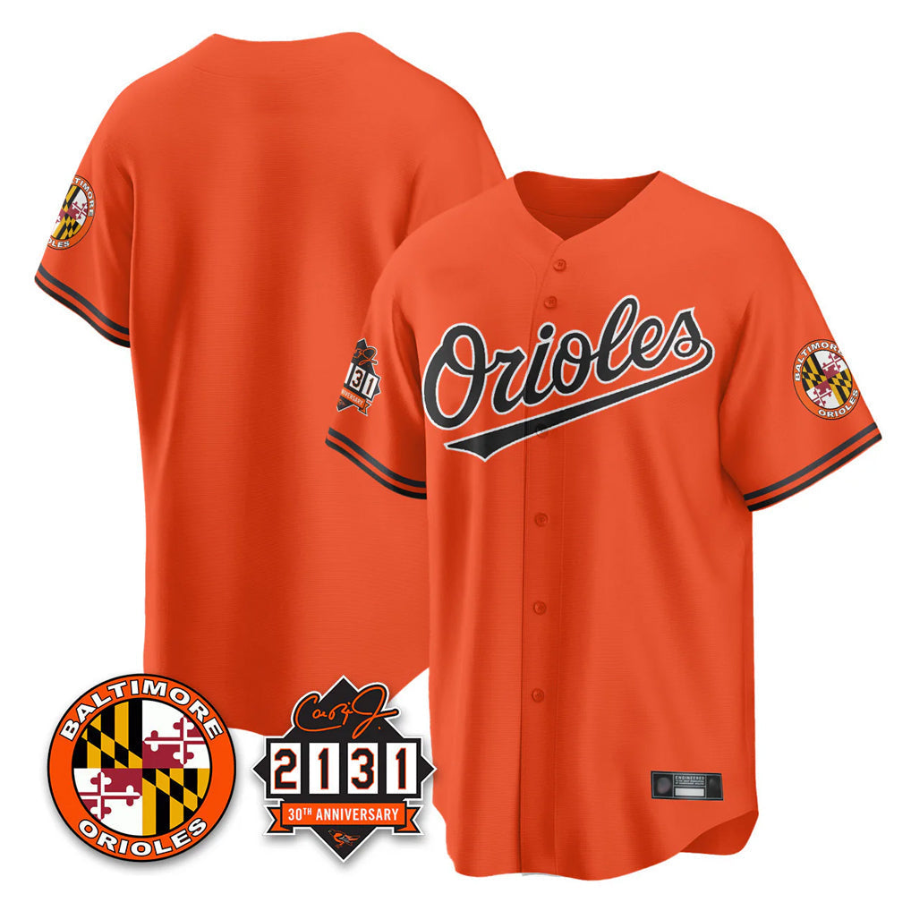 tocy B.Orioles Orange 30th Anniversary of 2131 Home Game Blank Player Stitched Jerseys
