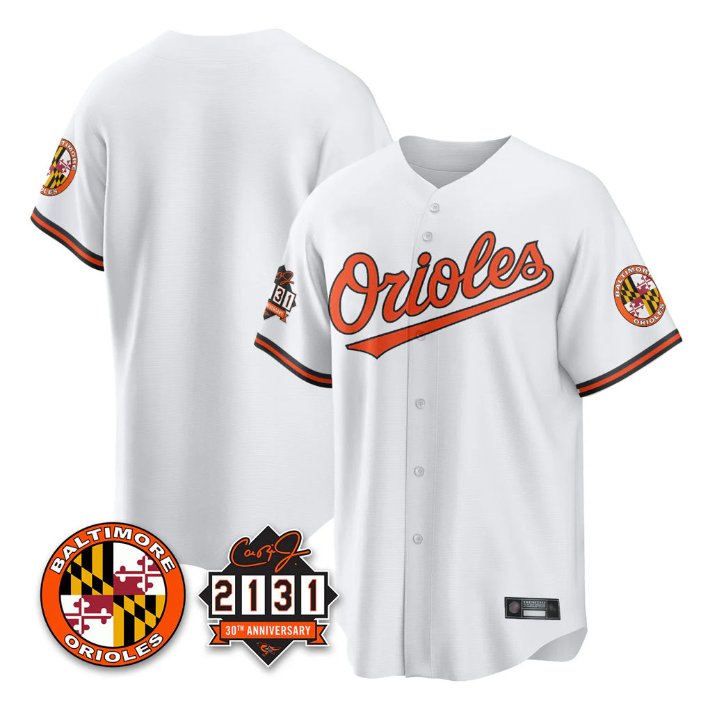 tocy B.Orioles White 30th Anniversary of 2131 Home Game Blank Player Stitched Jerseys